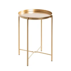 3S. x Home Table d'appoint acier laqué doré et plateau en métal laqué doré Sale