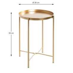 3S. x Home Table d'appoint acier laqué doré et plateau en métal laqué doré Sale