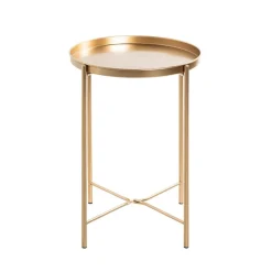 3S. x Home Table d'appoint acier laqué doré et plateau en métal laqué doré Sale