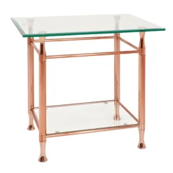 3S. x Home Table d'appoint acier plateau verre transparent