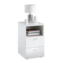3S. x Home Table d'appoint avec 2 tiroirs COLIMA 1 UP blanc New