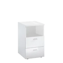 3S. x Home Table d'appoint avec 2 tiroirs COLIMA 1 UP blanc New