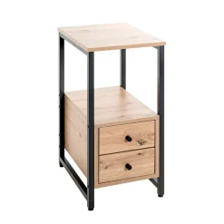 3S. x Home Table d'appoint avec deux tiroirs métal et bois
