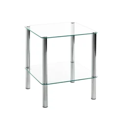 3S. x Home Table d'appoint avec double plateau verre transparent Hot