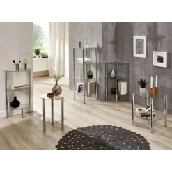 3S. x Home Table d'appoint avec double plateau verre transparent Hot