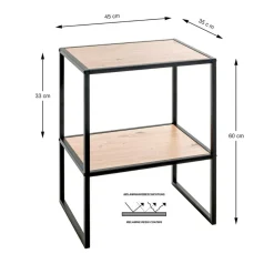 3S. x Home Table d'appoint avec double plateau décor chène Discount