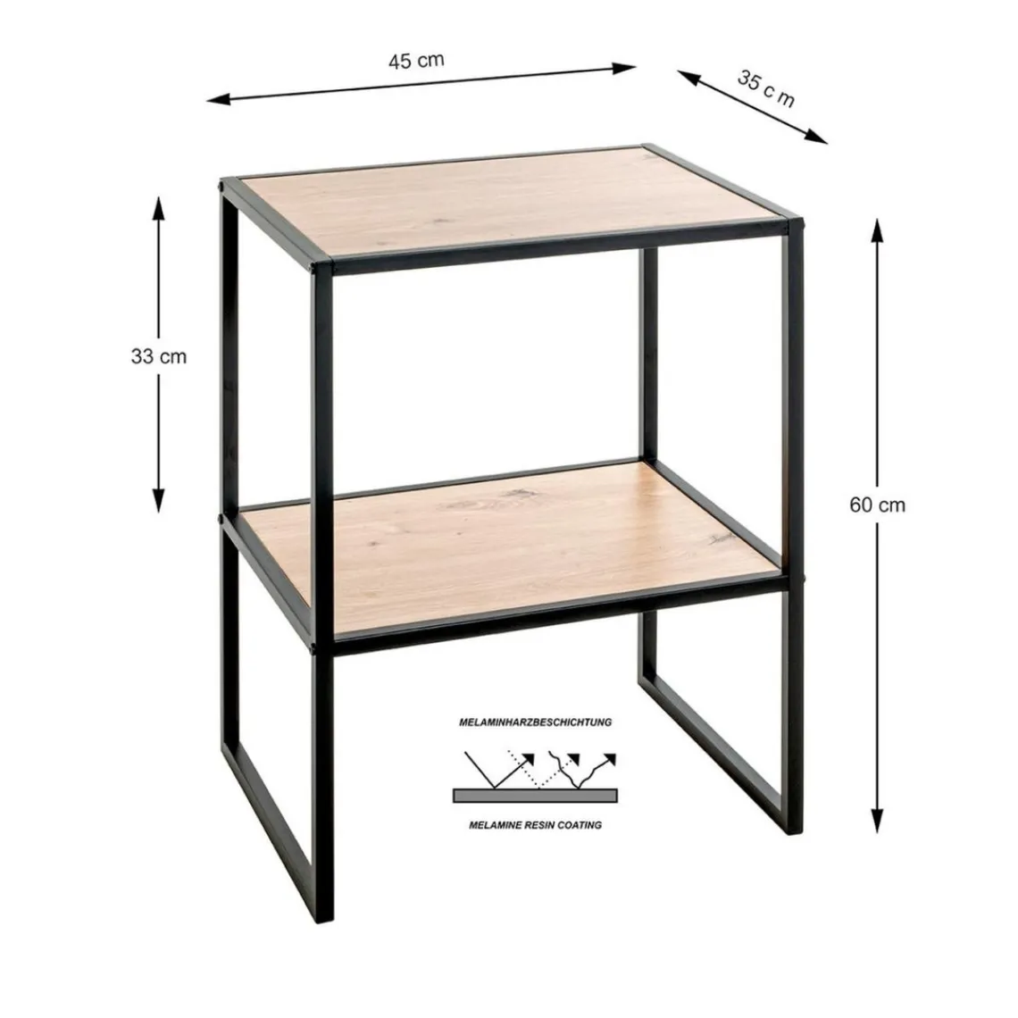 3S. x Home Table d'appoint avec double plateau décor chène Discount