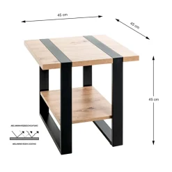 3S. x Home Table d'appoint avec plateaux décor chène Best