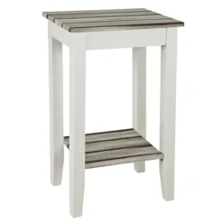 3S. x Home Table d'appoint blanc double plateau en décor pin Online