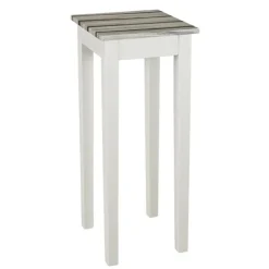 3S. x Home Table d'appoint blanc plateau en décor pin H76cm Best