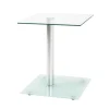 3S. x Home Table d'appoint blanche double plateau verre trempé Best