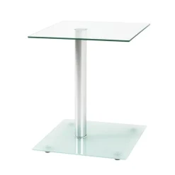 3S. x Home Table d'appoint blanche double plateau verre trempé Best