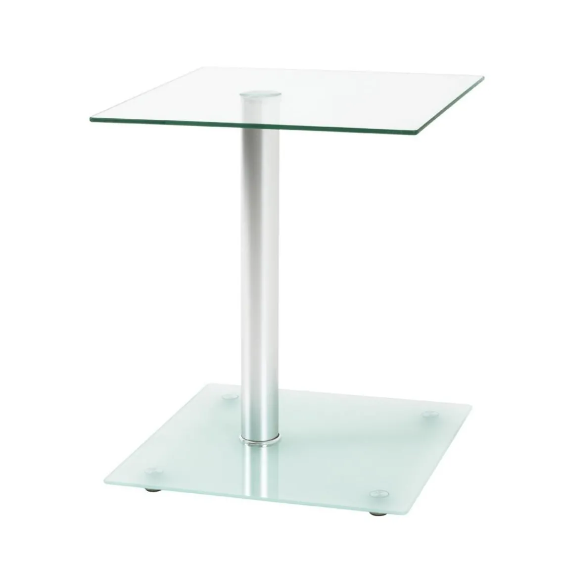 3S. x Home Table d'appoint blanche double plateau verre trempé Best