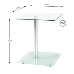 3S. x Home Table d'appoint blanche double plateau verre trempé Best