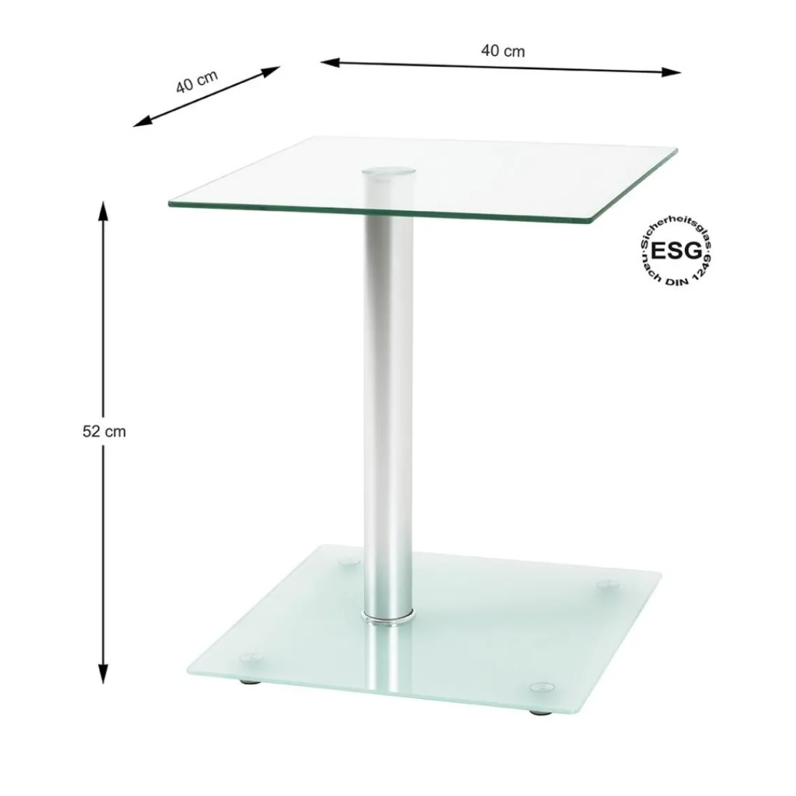 3S. x Home Table d'appoint blanche double plateau verre trempé Best