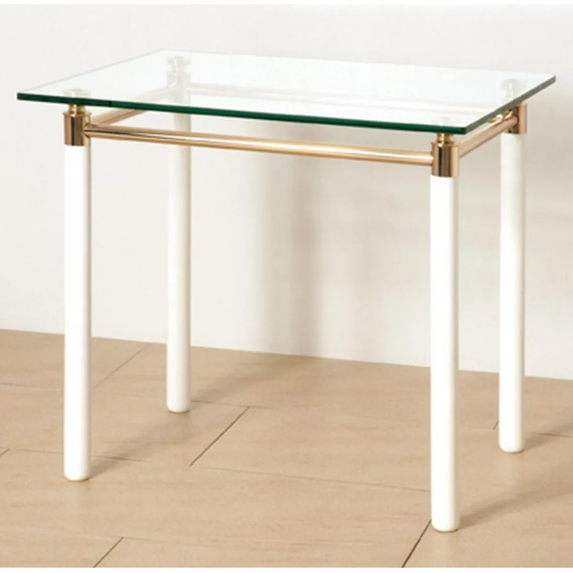 3S. x Home Table d'appoint blanche plateau verre trempé 10 mm Clearance