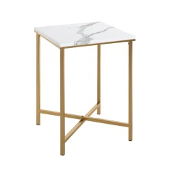 3S. x Home Table d'appoint carré en métal doré et plateau décor marbre Hot