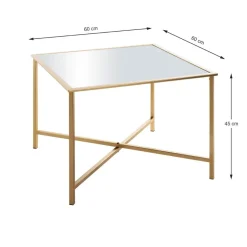 3S. x Home Table d'appoint carrée plateau miroir New