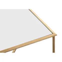 3S. x Home Table d'appoint carrée plateau miroir New