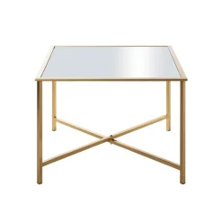3S. x Home Table d'appoint carrée plateau miroir New