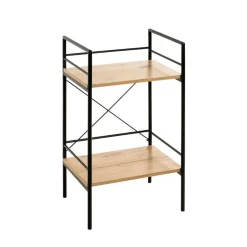 3S. x Home table d'appoint chêne et métal laqué noir