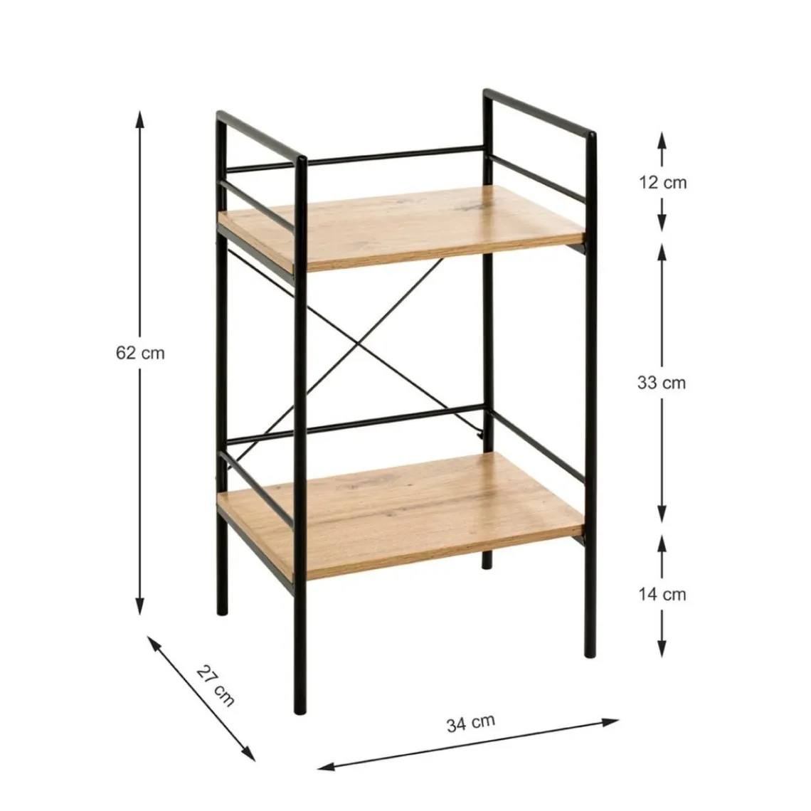 3S. x Home table d'appoint chêne et métal laqué noir