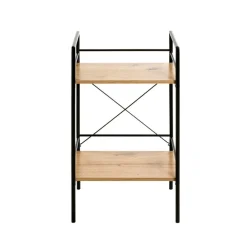 3S. x Home table d'appoint chêne et métal laqué noir
