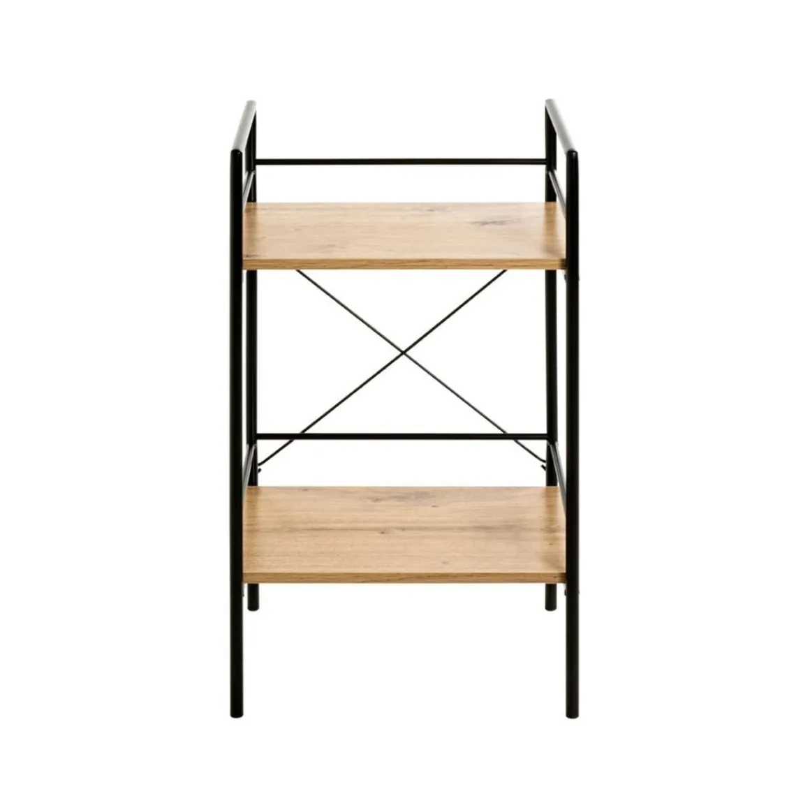 3S. x Home table d'appoint chêne et métal laqué noir