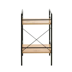 3S. x Home table d'appoint chêne et métal laqué noir