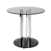 3S. x Home Table d'appoint chromé et plateau en verre trempé gris New
