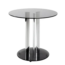 3S. x Home Table d'appoint chromé et plateau en verre trempé gris New
