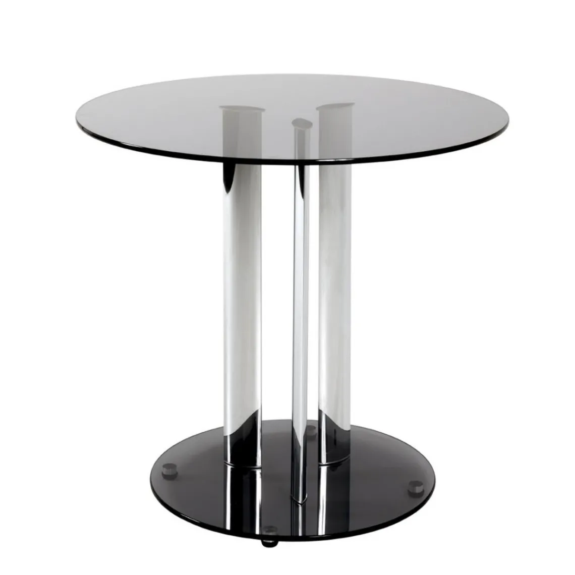 3S. x Home Table d'appoint chromé et plateau en verre trempé gris New