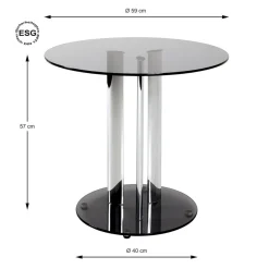 3S. x Home Table d'appoint chromé et plateau en verre trempé gris New