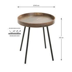 3S. x Home Table d'appoint décor chêne foncé New