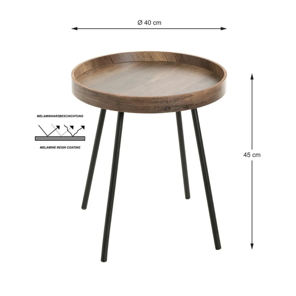 3S. x Home Table d'appoint décor chêne foncé New