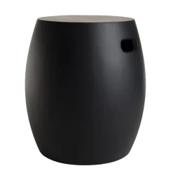 Macabane Table d'appoint de jardin ronde béton 43x43 cm noir New