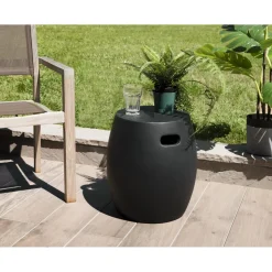Macabane Table d'appoint de jardin ronde béton 43x43 cm noir New