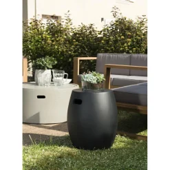 Macabane Table d'appoint de jardin ronde béton 43x43 cm noir New