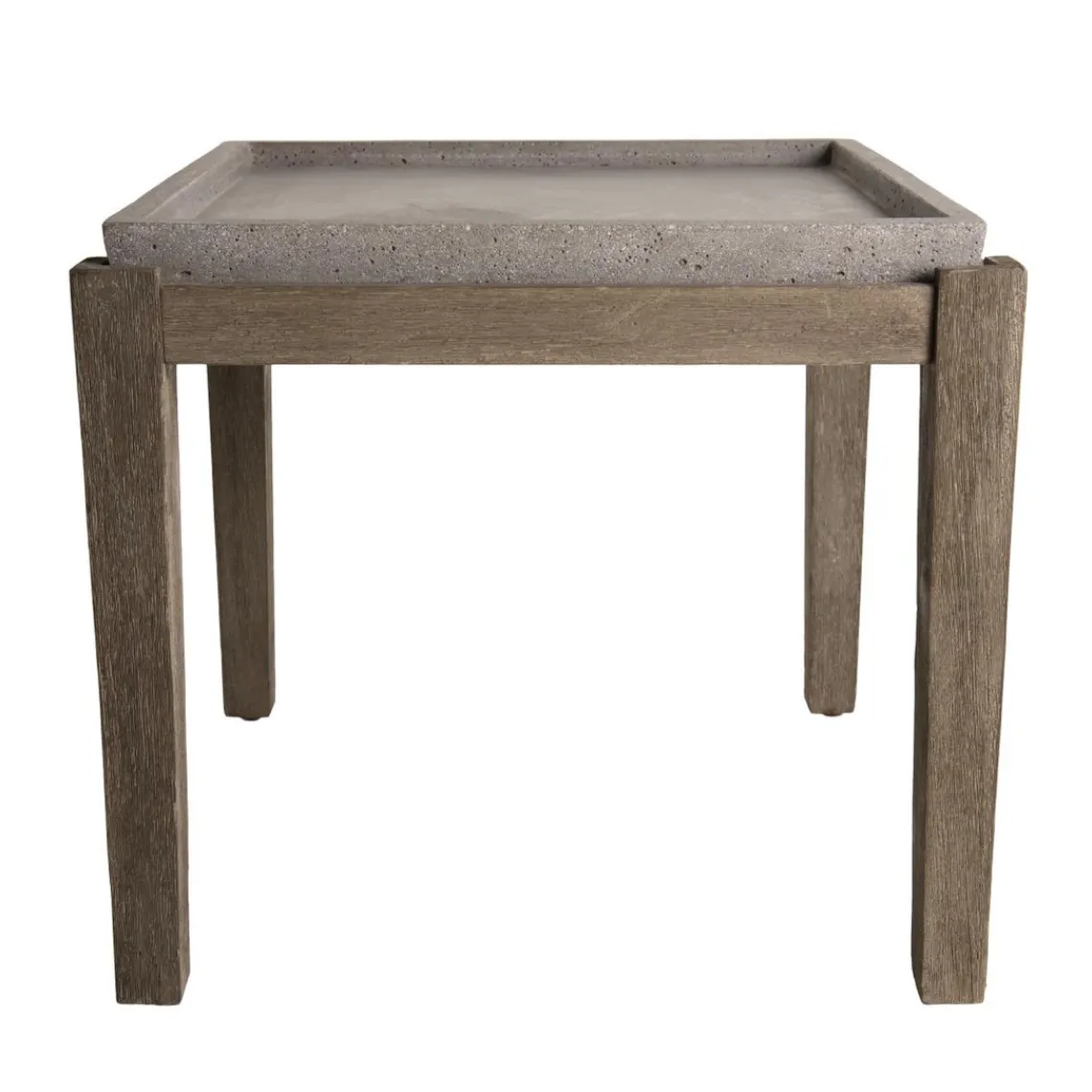 Macabane Table d'appoint de jardin carrée béton 53x53 cm et pieds en bois Acacia