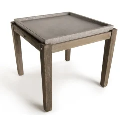 Macabane Table d'appoint de jardin carrée béton 53x53 cm et pieds en bois Acacia