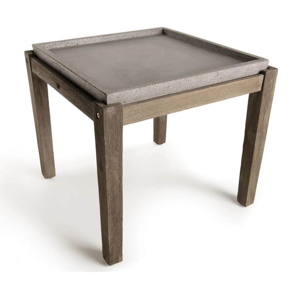 Macabane Table d'appoint de jardin carrée béton 53x53 cm et pieds en bois Acacia