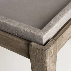 Macabane Table d'appoint de jardin carrée béton 53x53 cm et pieds en bois Acacia