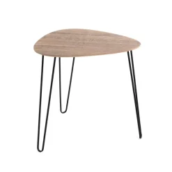 3S. x Home Table d'appoint design pieds en métal et plateau décor chêne New