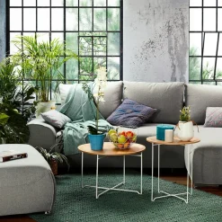 ALTEREGO Table d'appoint design 'TSUNAMI' blanc en bois et métal Sale