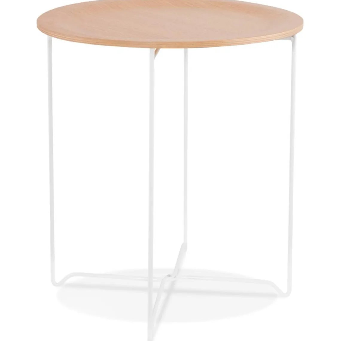 ALTEREGO Table d'appoint design 'TSUNAMI' blanc en bois et métal Sale