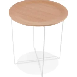 ALTEREGO Table d'appoint design 'TSUNAMI' blanc en bois et métal Sale
