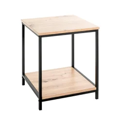 3S. x Home Table d'appoint deux niveaux plateaux décor chêne Discount