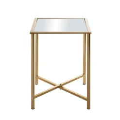 3S. x Home Table d'appoint Dorée en Métal laqué et plateau en miroir Hot