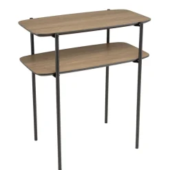 Macabane Table d'appoint double plateau couleur mocha pieds métal noir JULIA Outlet
