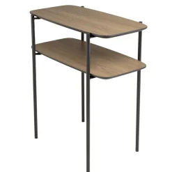 Macabane Table d'appoint double plateau couleur mocha pieds métal noir JULIA Outlet